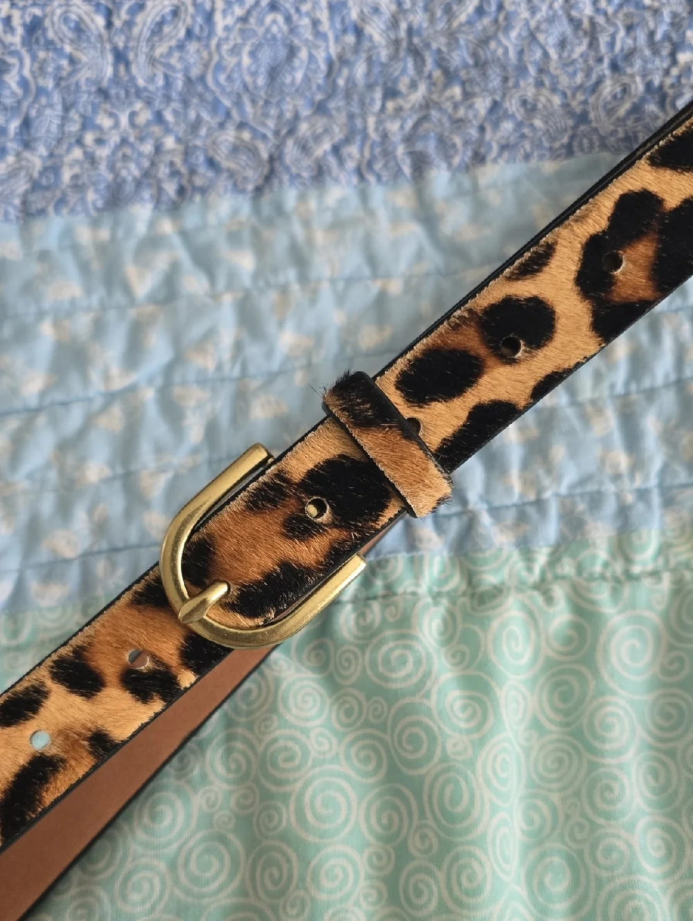 5/17 J Crew Skinny Calf Hair Leather Belt - Picture 2 of 4